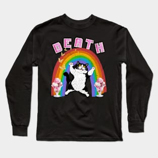 Death Weirdcore Pastel Goth Cat Rainbow Ice Cream Punk Long Sleeve T-Shirt